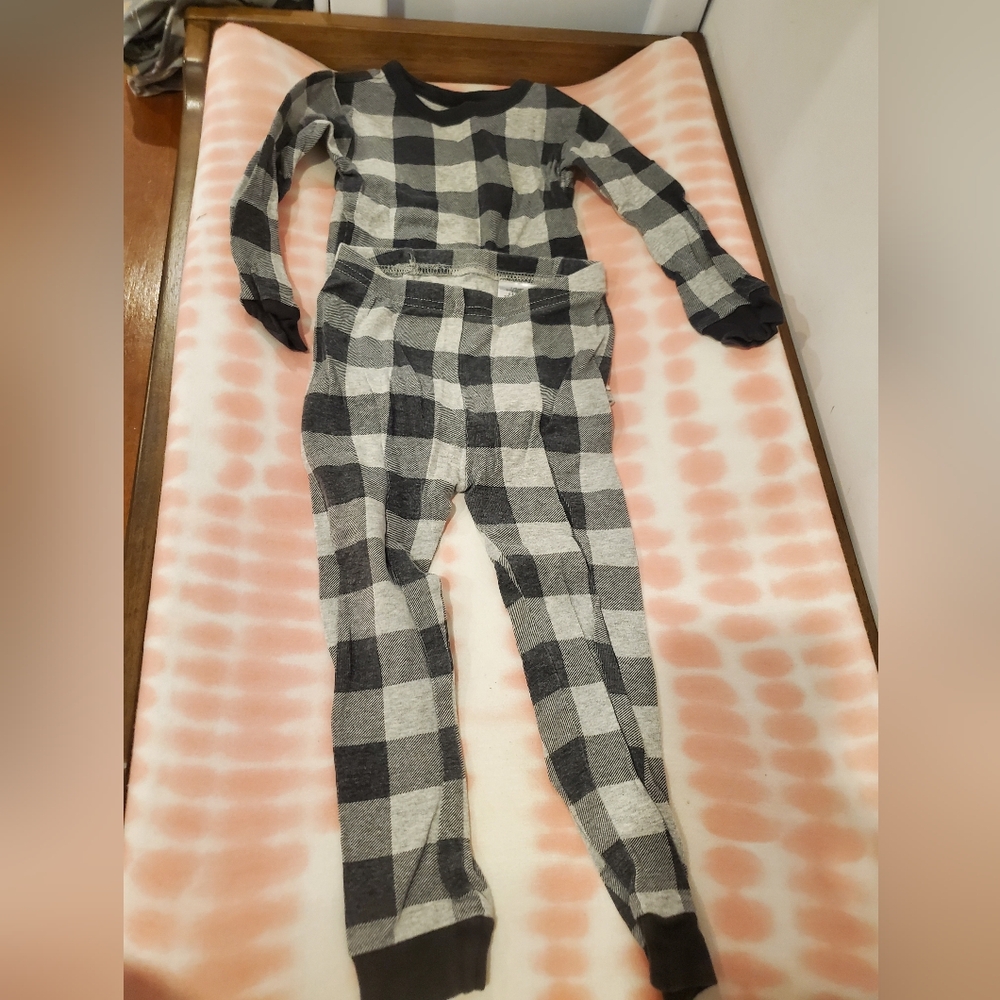 GAP 3 Years Black and Gray Checkered Kids Pajama Set